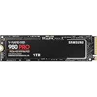 Samsung 980 PRO M.2 NVMe SSD (MZ-V8P1T0BW), 1 TB, PCIe 4.0, 7,000 MB/s Read, 5,000 MB/s Write, Internal Solid State Drive