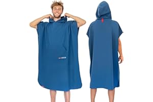 AUTDOOR® Mikrofaser Badeponcho Damen & Herren - nachhaltig aus 100% recycelten PET-Flaschen - Handtuch als Umziehhilfe für Strand und Wassersport - schnelltrocknend & kompakt (Blau, Large)