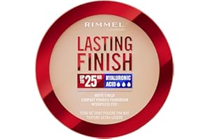 Rimmel London, Lasting Finish, 002 Pearl, Fondotinta Compatto, Finish Soft-Focus, Finish opaco, Coprenza totale, SPF20, Formula vegana, 7 g