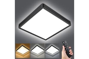 Smanu Dimmable LED Flush Mount Ceiling Light 18W 1500LM 8.7 Inch Square Flat Lighting Fixtures with Remote Control for Bedroom, Kitchen, Living Room, and Dinning Room 3000K-6000K Adjustable