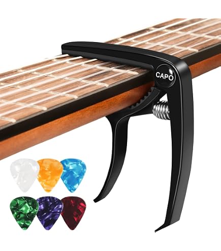 Capodastre Pour Guitare Acoustique, électrique, Ukulélé - Alliage Zinc, Réglable, Protection Silicone - Noir