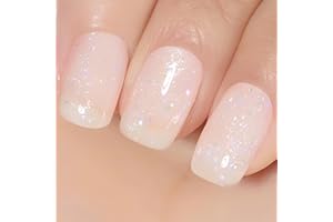 YTD Likomey Smalto Semipermanente per Unghie in gel,15ml Broccato Bianco Latte Traslucido Gelatina di Cristallo Naturale Olografica Iridescente Smalti Semipermanenti Jelly Glitter Gel