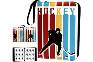 QANYYO 900 Pocket Zippered Hockey Card Binder, 9-Pocket Trading Card Album with 50 Removable Sleeves, PU Leather Waterproof Sports Card Holder for NHL Hockey Cards Storage Display Case Gift