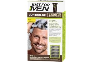 Just For Men Control GX schampo, graduell hårmörkning, för att minska grått hår, hårfärgning, naturligt färgresultat, med kokosolja och aloe vera – alla hårfärger, 118 ml