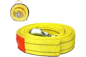 DYOUEN 4M 5T Tow Rope For Cars, Heavy Duty Vehicle Emergency Tow Strap Equipment Cable Winch Rope with Reflective Strips, Safety Anti-Slip Hooks, Storage Bag