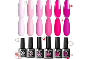 UR SUGAR Pink Gel Nail Polish Set, 6 Colours Hot Pink Gel Polish Set for All Seasons Light Pink Neon Pink Gel Nail Polish Soak Off UV Lamp Nail Varnish Sets Valentine's Day Gift Box for Women Girls
