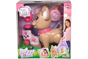 Simba Chi Chi Love Paseo Poo Poo Puppy, Perro Chihuahua de Juguete para pasear, 30 cm, Incluye Correa, plastilina y Accesorios. A Partir de 3 años (105893264)