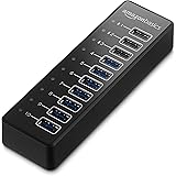 Amazon Basics Hub USB-A 3.1 con alimentatore - 65 W (20 V/3,25 A), Hub a 10 porte, Nero