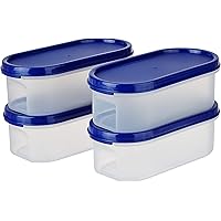Amazon Brand - Solimo Modular Plastic Storage Containers With Lid (Transparent, Set Of 4, 525ml)