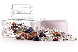 VitaJuwel inu Crystal Jar | 7 CHAKRAS - pierres précieuses authentiques pour préparer des élixirs de cristal ++ quartz clair, améthyste, sodalite, quartz rose, péridot, cornaline, grenat