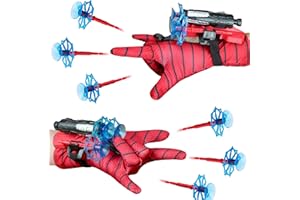 WAIMXDAO Guanto Hero Launcher,2PCS Kids Plastic Cosplay Glove, con 2 paramano,3 Freccette a Ventosa,Guanti Cosplay in Plastica, Launcher Giocattoli Giocattoli da Polso Set per Bambini dai 3 Anni