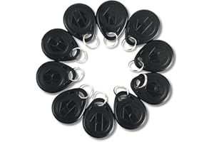 BOSPHORUS CARD 125Khz RFID Proximity ID Card Token Tags Key Fobs for Door Access Control System EM4100 125Khz RFID Proximity Keyfob Read Only Blue/Black (Black, 10 PCS)