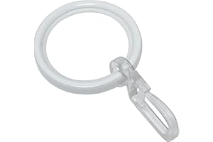 GARDINIA Anillo de cortina con 20 mm de diámetro, Inserciones deslizantes y gancho plegable, 10 piezas, Serie Chicago, Ancho 4 mm, Metal, Blanco