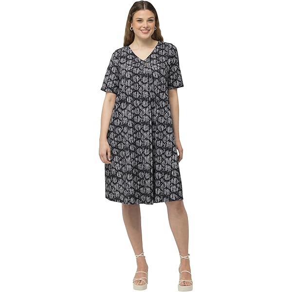 Ulla Popken Jerseykleid Kleid Blüten A-Linie Volants Langarm
