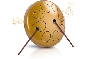 Tongue Drum, Sunowl 6 Inch 8 Tone Steel Tongue Drum Set, C Major, Steel Tongue Drum for Children, Adults, Beginners, Handpan Steel Drum with Drum Bag for Meditation, Sound Healing, Gold