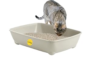 CAT CENTRE Jumbo Grey Open Cat Litter Tray 57cm Kitten Pet Toilet Plastic Loo Pan Box Portable Rounded Corners Easy Cleaning Indoor & Outdoor Adult Elderly Cats Trays Easy Access Grey Collection