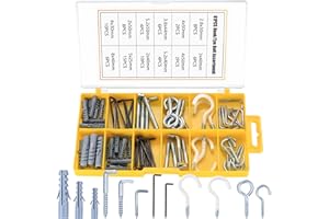 SYBDXJ 81 Pcs Ganchos de Rosca para Colgar: Ganchos Roscados, Gancho de Ojo, Ganchos de Tornillo, Ganchos de Techo de L, Alcayatas Pared para Colgar Plantas Tazas de Cafe Cuadros Decoración