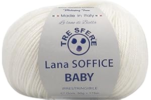 FILATI ITALIANI gomitoli di lana Soffice Baby 50g - 175 metri 50% lana e 50% dralon per capi morbidi e alla moda (BABY, bianco - 01)