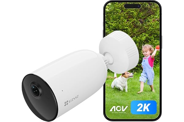 EZVIZ CB3 2K Caméra Surveillance WiFi Extérieure sans Fil avec Batteries Rechargeable, AOV, Détection de Forme Humain/Véhicule, Vision Nocturne Couleur, Audio Bidirectionnel, Défense Active, IP66