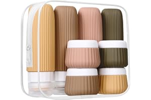 AZYVUM Lot de 8 Flacon Voyage kit, Contenant Voyage à Remplir 30/90ml,Flacon Voyage Silicone Réutilisable et Étanche Contenant de Bouteilles de Voyage,kit avion trousse de toilette