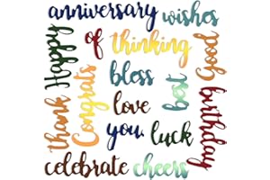 Patelai 16 Pieces Blessing Cutting Dies for Card Making Word Cutting Dies Kit with Embossing Script Stencils for DIY Scrapbook Card Making Decoration Celebration(Charming Style)