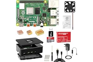 Jane Choi Raspberry Pi 4 B Model B 4GB Starter Kit (4GB RAM)-Motherboard 32GB SD Card, Cooling Fan, UK Edition Power Supply, Micro HDMI to HDMI Cable, Black Case