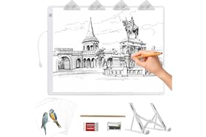 IVAOOZE Table lumineuse A3, 42 x 32 cm, grand pavé lumineux, avec support et clips, ultra fin, boîte lumineuse super lumineuse pour dessin, croquis, luminosité réglable (blanc)