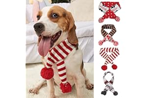 WINMANY Sciarpa natalizia per cani e cuccioli, per Natale, a maglia, invernale, caldo, bandana da collo, per gatti, per feste e feste (grandi, strisce rosse e bianche)