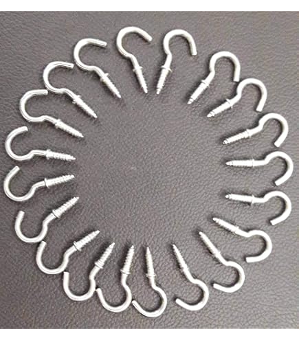 20 Pack L-Shaped Right Angle Screw Hooks - Heavy Duty Hanging Hooks For Home & Garden