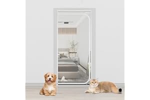 QCXWCJWD Cat Screen Door Fits Door Size 90cm x 200cm, Heavy Duty Pet Screen Door Prevent Dogs Cats from Running Around, Partition Mesh Cat Door Screen with Zipper for Livingroom, Bedroom, Kitchen(90 * 200CM)