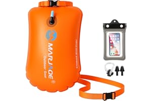 LXUBDXY 2 en 1 Bolla Natación y Mochila Estanca, 20L Boya Natacion Aguas Abiertas, Boya Hinchable con Funda Impermeable para Móvil, Pinzas para Nariz y Tapones para Oídos, para Kayak, Triatlón, Surf y Snorkel