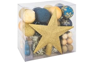 FEERIC LIGHTS & CHRISTMAS Kit de árbol de Navidad Colorama de Noël 44 Piezas Azul/Dorado