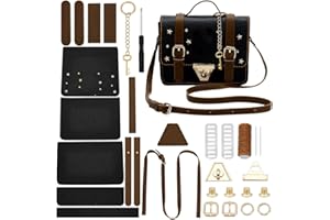 WADORN DIY Kit de Fabrication de Sacs à Bandoulière en Cuir PU, Sac à Bandoulière en Cuir PU Accessoires de Fabrication Faits à la Main pour Bricolage Sac Artisanal pour Femmes, Noir