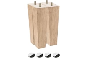 sourcing map Furniture Legs, 8 Inch(200mm) Set of 4 Square Solid Wood Couch Legs Feet Chair Table Feet Sofa Support Replacement Parts, Light Brown