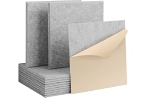 Rdutuok 12 Pièces Auto-Adhésif Mousses Acoustiques, 30 x 30 x 1 cm, Absorbeurs Acoustiques, Panneaux Acoustiques, Pour Studio d'enregistrement, Bureau, Studio,Décoration Murale (Gris Argenté)