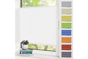 ‎ZARNAN Zarnan Plissee ohne Bohren Klemmfix,Weiß 85x130cm(BxH),Plisseerollos Faltrollo mit Klemmträger easyfix,Jalousie Sichtschutz und Sonnenschutz Rollo für Fenster & Tür