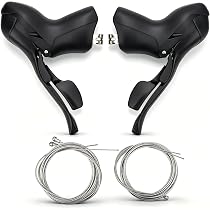 Hapivida 1 Paar Bike Shift Levers, Fahrrad Shifter, 2x8 Aluminiumlegierung Schaltbremse Griff 8fach, Rennrad Schalthebel, mit Fahrradbremskabeldraht und Gehäuse, für Rennrad Mountainbike Faltrad Sport & Freizeit