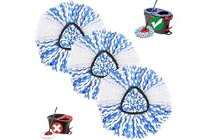 Sgizoku Cabezal de repuesto para fregona Viledar H2PrO Spin Mop - Paquete de 3 cabezales de fregona de microfibra azul para sistema RinseClean de 2 tanques