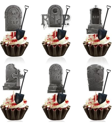 Topper Per Cupcake Halloween - 50 Pezzi, 5 Design (Fantasma, Zucca, Teschio), Plastica Atossica