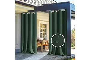 ZWGQZYTX Rideau de Fenêtre Extérieur Bloc de Soleil Coupe-Vent Imperméable Rideaux Occultants pour Jardin Chambre Porche Gazebos Vert 2 pièces | L110cm * H150cm