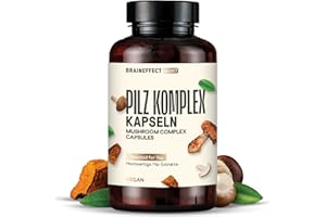 ‎BRAINEFFECT Pilz Komplex Premium - Reishi, Hericium, Chaga, Shiitake, Cordyceps, Maitake & Mehr - 180 Kapseln Ohne Zusatzstoffe Natürliche Pilz Extrakte mit Hohem Vitalstoffgehalt Polysaccharide