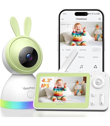 VSIFEHSO Babyphone Caméra Bébé Rotative à 355° de 5 Caméra Babyphone avec 720P Écran LCD Tactile Batterie 3500 mAh VOX Vision Nocturne Communication Bidirectionnelle Zoom et Capteur de Température VSIFEHSO Babyphone Caméra Bébé Rotative à 355° de 5 Caméra Babyphone avec 720P Écran LCD Tactile Batterie 3500 mAh VOX Vision Nocturne Communication Bidirectionnelle Zoom et Capteur de Température