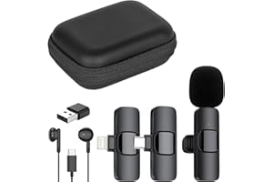 Ryzwoc Lavalier Mikrofon Wireless für iPhone Android und Computer, 2,4GHz Wireless Mikrofon, Plug-Play Ansteckmikrofon Kabellos für Aufnahme,Live Streaming,YouTube,TikTok (1 Sender)
