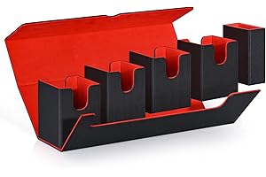 UAONO Sammelkarten Box mit Würfelablage für MTG,Premium-Kartenbox mit starkem Magnet zur Aufbewahrung für Magic Commander TCG CCG Karten (Schwarz&Rot，5 in 1)