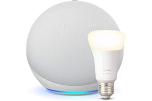 AMAZON Echo (4ª generazione) - Audio di alta qualità - Bianco ghiaccio + Philips Hue Lampadina Connessa (E27), compatibile con Alexa