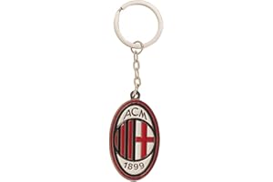 AC Milan Official Metal Football Crest Keyring (One Size) (Red/White)