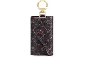 GOLF SUPAGS Llavero de piel para mujer con ranuras para tarjetas, bolsillo tipo cartera, 6 ganchos para organización