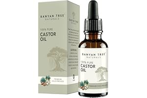Banyan Tree Natural Castor oil 30ML 100% Pure & Natural Premium Quality Freshly Pressed UV Glass Bottle Hexane Free Eyelashes, Eyebrows, Skin & Hair Growth