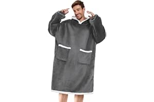 Gentlewarm Oversized Blanket Hoodie, Wearable Hooded Blanket, Soft Sherpa Fleece Snuggle Blanket Hoodie Adult, Warm Throw Blanket Sweatshirt Robe for Women Men Teens