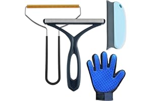 JUAJUA Pet Hair Remover, Reusble 4 Pack Dog Cat Hair Remover, Lint Remover, Portable Pet Hair Removal Tool, Lint Shaver Cleaner Pro, Carpet Scrape for Couch Furniture, Blanket, Clothing, Carpet, Rugs